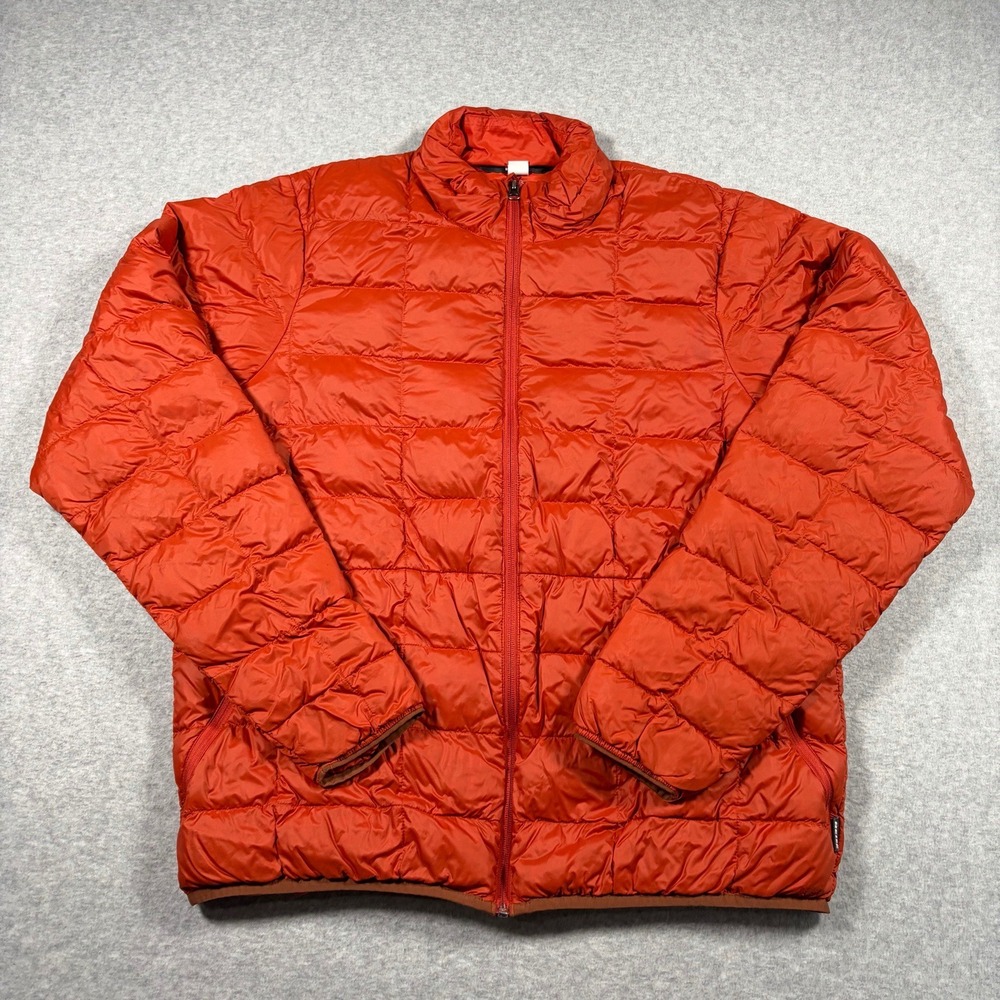 REI Co-op 650 Down Jacket 2.0 Men Large Orange Puffer Full Zip Quilted 154167
